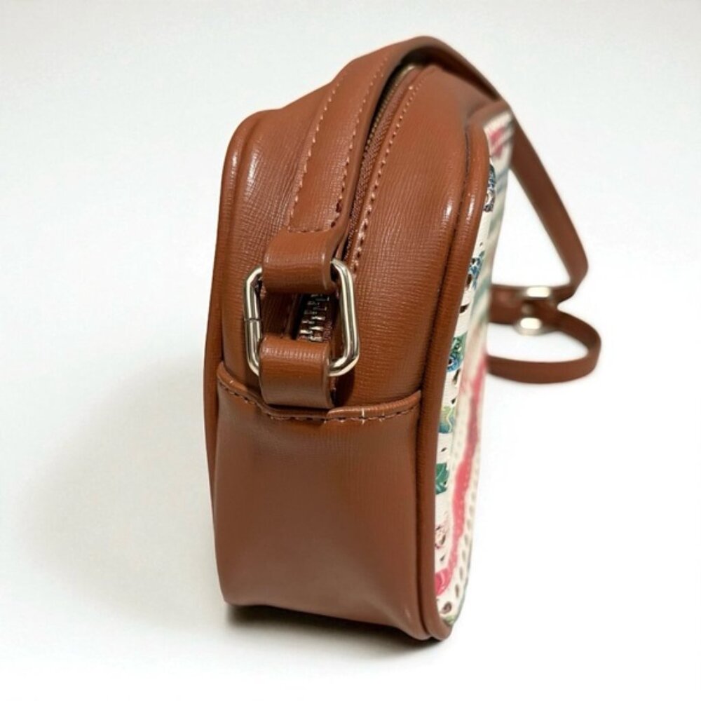 Desigual Charlotte Shoulder Bag Marine Print Perforated Brown Faux Leather Boho - Picture 4 of 15